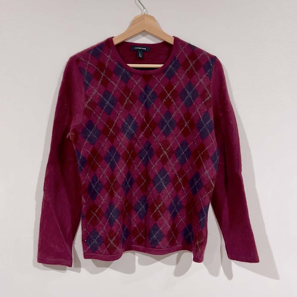 Lands End cashmere argyle sweater